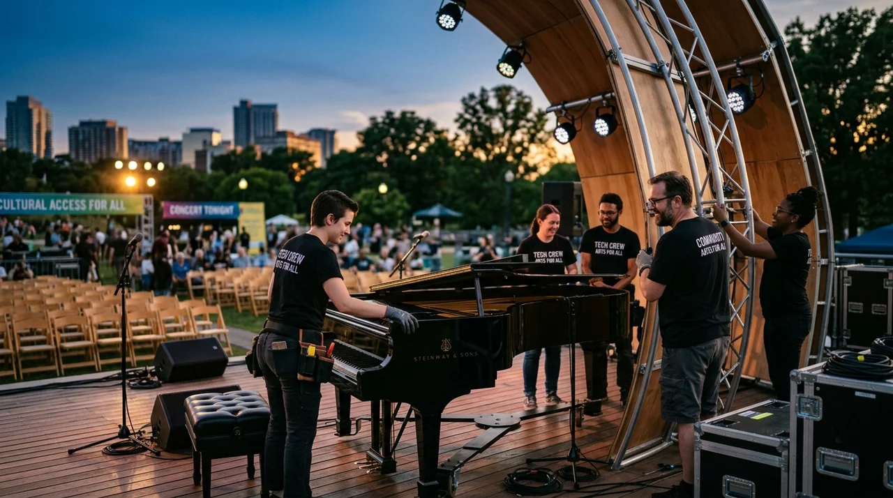Équipe technique de l'association procédant à la révision acoustique