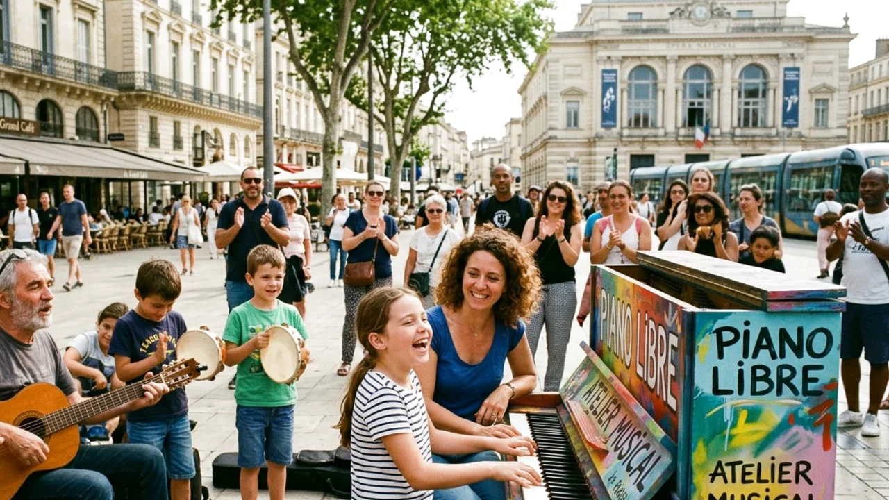 Jeunes participants réunis autour d'un clavier lors d'une séance d'éveil musical